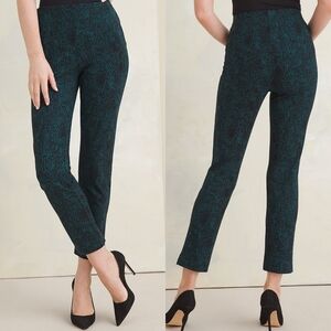 Chico's Juliet So Slimming Slim Ankle Ponte Pant in Python Jasper Teal